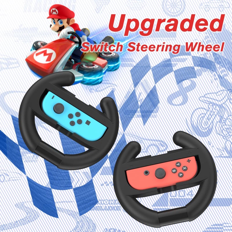 pdobq Switch Steering Wheel for Mario Kart Nintendo Switch, Switch Racing Steering Wheel for Mario Kart 8 Deluxe Compatible Nintendo Switch/Switch OLED, Switch Joy Con Controller Race Accessories (Upgrade 4 Pack) - Image 2